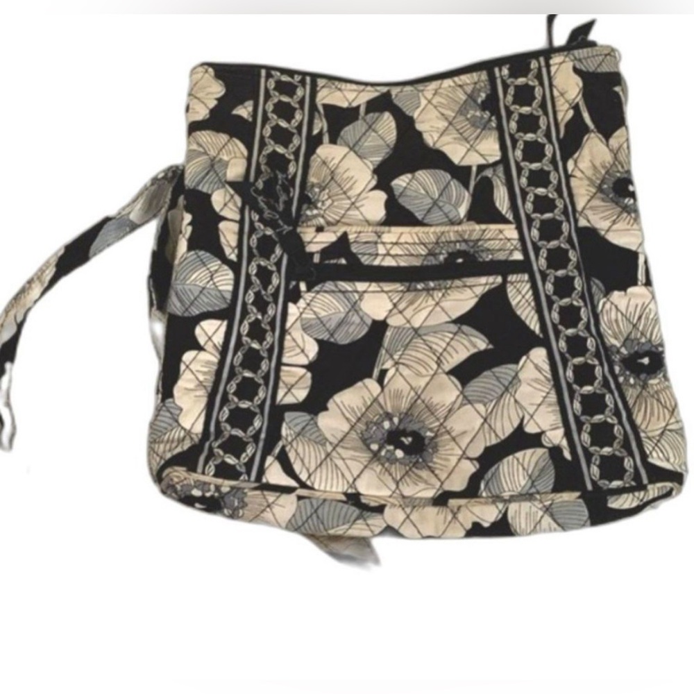 Vera Bradley Camellia Black White Tan Floral Hipster Crossbody Bag Excel…
